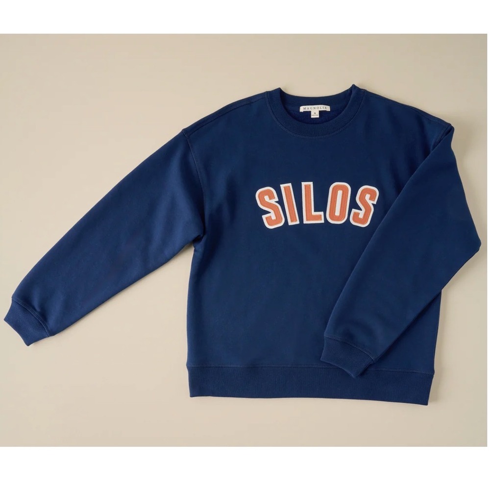 NWOT Magnolia Silos Navy Blue Crewneck Sweatshirt Unisex Sm Md Graphic Pullover